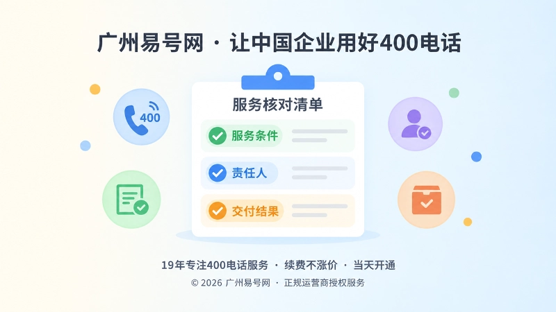 聚焦式服务核对清单展示400电话承诺条件